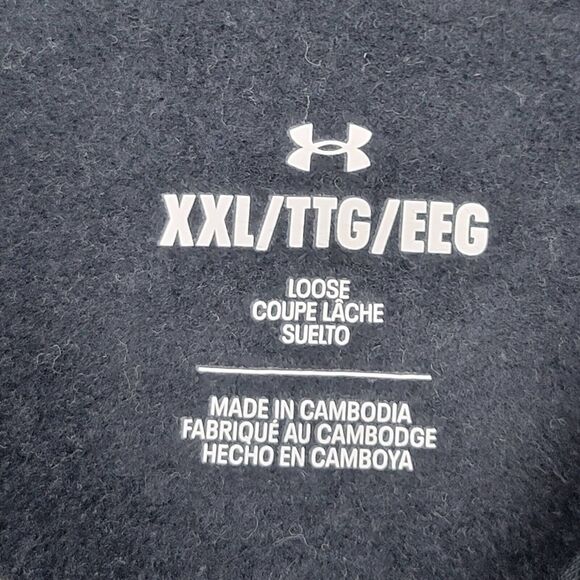 Under Armour Mens 2XL Sweatshirt Wordmark Rival Fleece Hoodie Black Gray - Picture 6 of 10